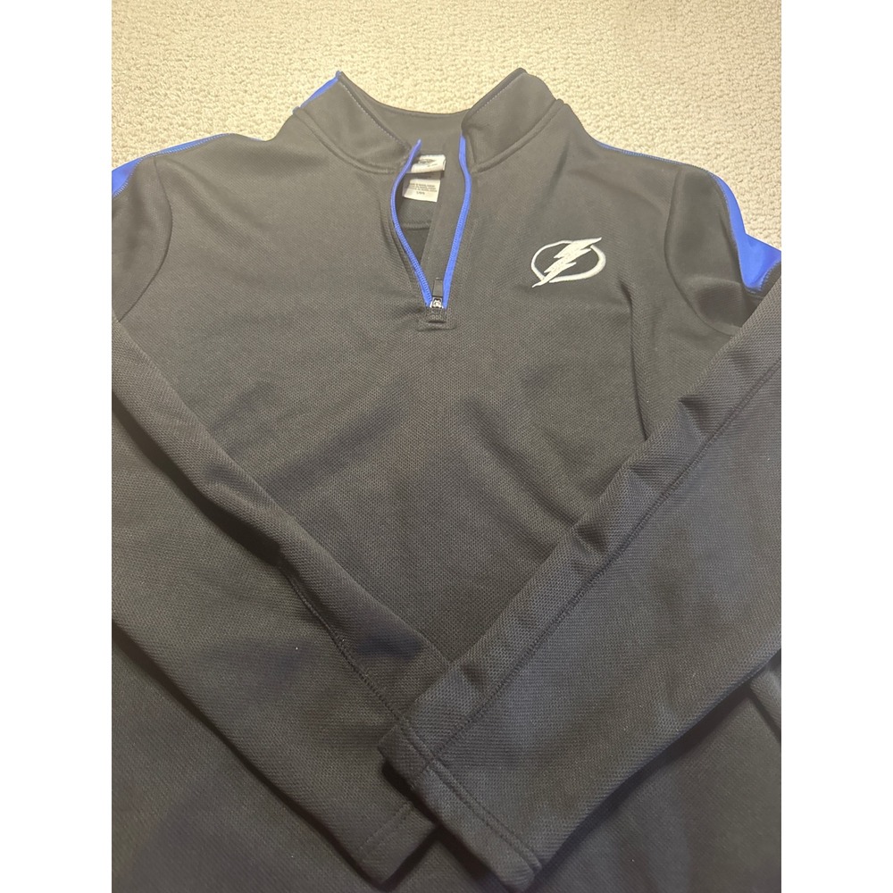 Tampa Bay Lightning NHL Quarter Zip Pullover Black Blue Mens L Hockey Fan Gear‎